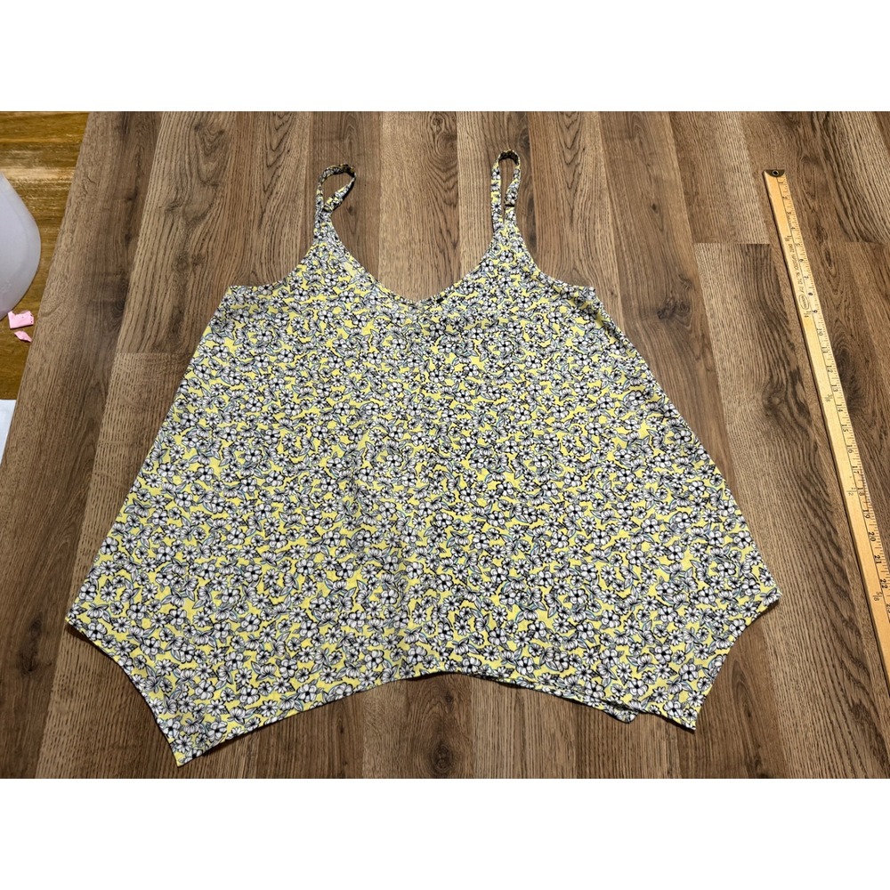 Skye's the Limit Cami Tank Top Womens Small Yellow Floral Handkerchief Hem S
